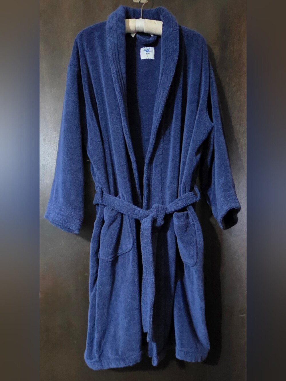 My Pillow Heavyweight Navy Terry Bathrobe Supima Cotton Robe Unisex Men's L